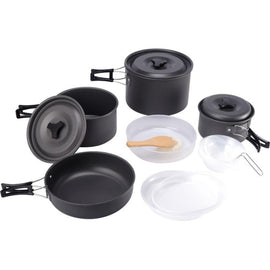 Portable Camping Hiking Cookware 15pcs Outdoor Camping Cookware Cooking Picnic Bowl Pot Pan Set Tableware