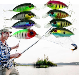 MUQGEW  Lot 8Pcs Fishing Lures Kinds of Minnow Fish Bass Tackle Hooks Baits Crankbaits Fish Equipment #EWX