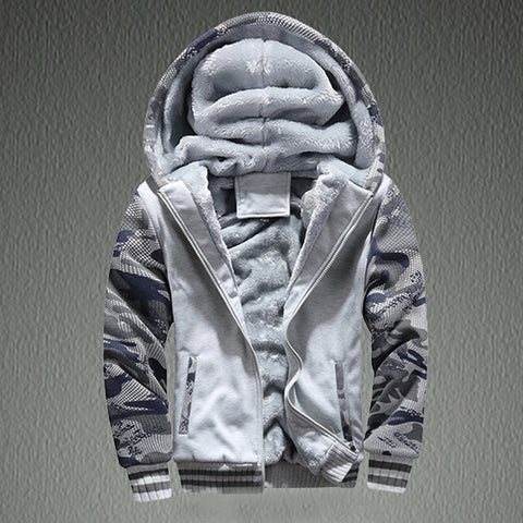 Mens M-4XL Winter Warm Fleece Hood Zipper Sweater Jacket Outwear Coat