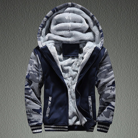 Mens M-4XL Winter Warm Fleece Hood Zipper Sweater Jacket Outwear Coat