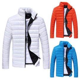 Boys Men Warm Stand Collar Slim Winter Zip Coat Outwear Jacket