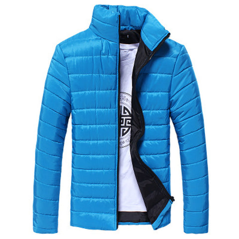 Boys Men Warm Stand Collar Slim Winter Zip Coat Outwear Jacket