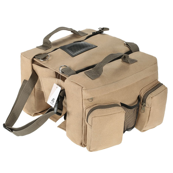 Anself Cotton Canvas Dog Backpack Pack Outdoor Travel Camping Hiking Rucksack Saddlebag for Medium & Large Dogs