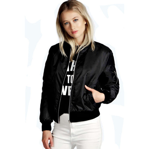 female jacket zip up bomber biker jacket padded fashion women's jacket