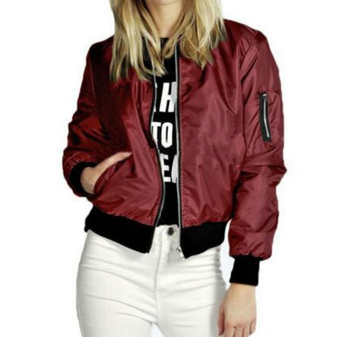 female jacket zip up bomber biker jacket padded fashion women's jacket